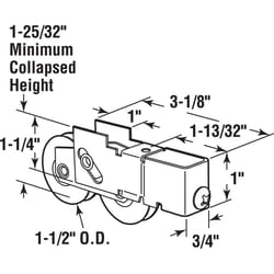 Prime-Line 1-1/2 in. Dia. x 1-1/2 in. L Zinc-Plated Steel Roller Assembly 1 pk