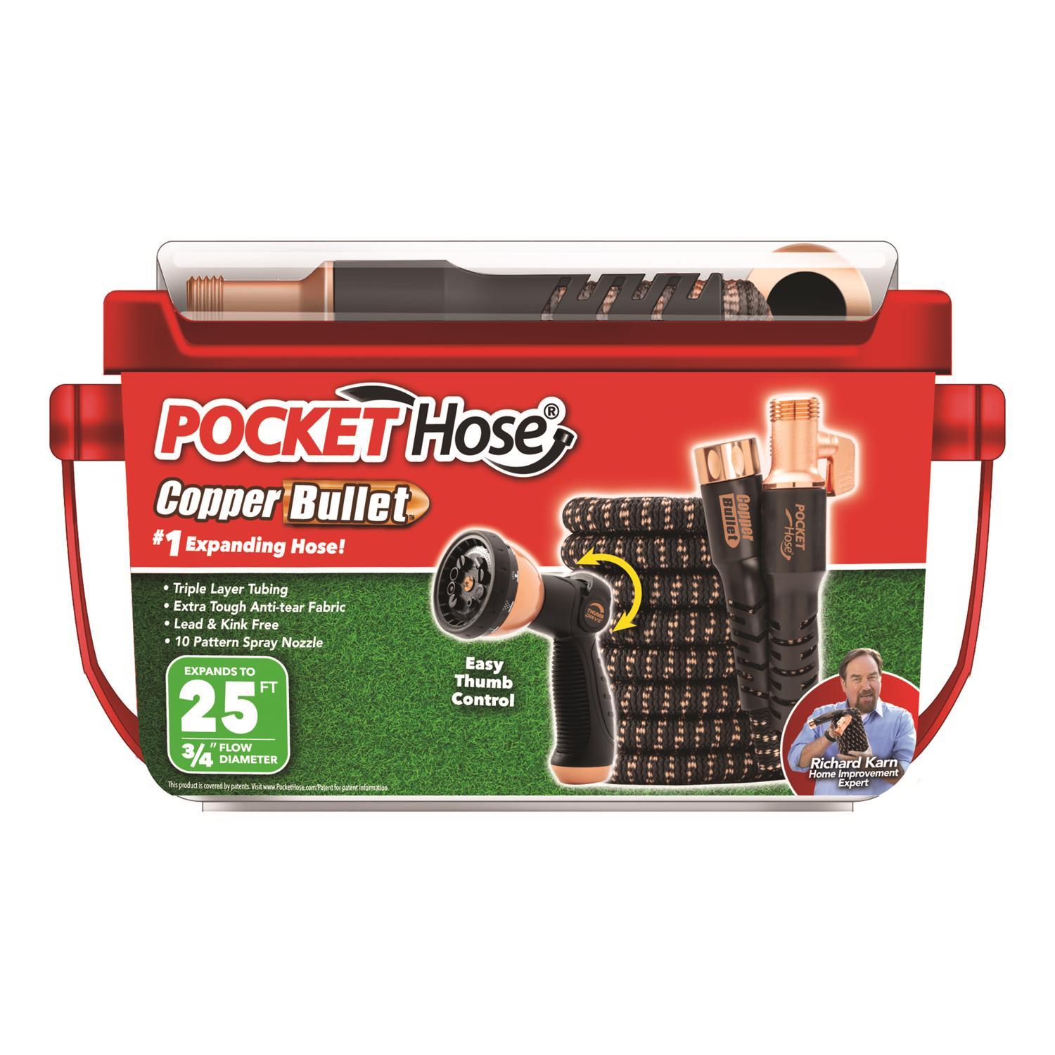 Pocket Hose Copper Bullet 3/4 in. D X 25 ft. L Medium Duty Expandable Flexible Garden Hose -  16375-6