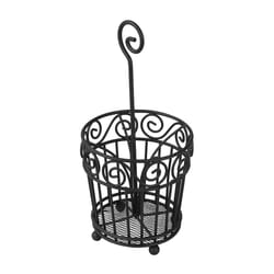 Spectrum Scroll 5.3 in. W X 11 in. H Black Silverware Caddy