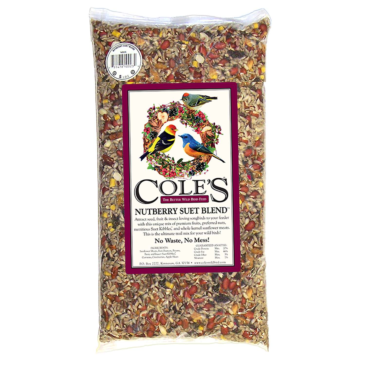 Cole's Nutberry Suet Blend Assorted Species Sunflower Meats Wild Bird