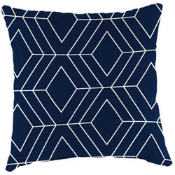 Jordan Manufacturing Navy Geometric Polyester Throw Pillow 4 in. H X 16 in. W X 16 in. L