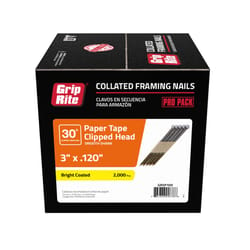 Grip-Rite 3 in. L X 12 Ga. Angled Strip Bright Framing Nails 30 deg 2000 pk