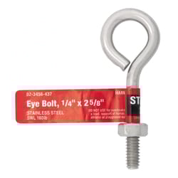 Hampton 1/4 in. X 2-5/8 in. L Stainless Stainless Steel Eyebolt Nut Included