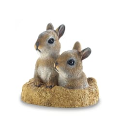Summerfield Terrace Brown Polyresin 6 in. H X 6.5 in. L X 5.5 in. W Cute Garden Bunnies Outdoor Deco