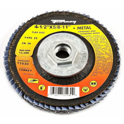 Forney 4-1/2 in. D X 5/8-11 in. Zirconia Aluminum Oxide Flap Disc 60 Grit 1 pc