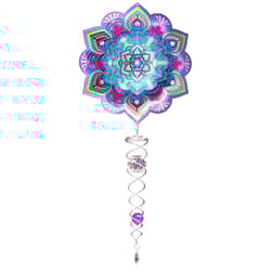Spinfinity Designs Multi-color Stainless Steel 6.5 in. Mandala Lotus Mini Set Outdoor Spinner