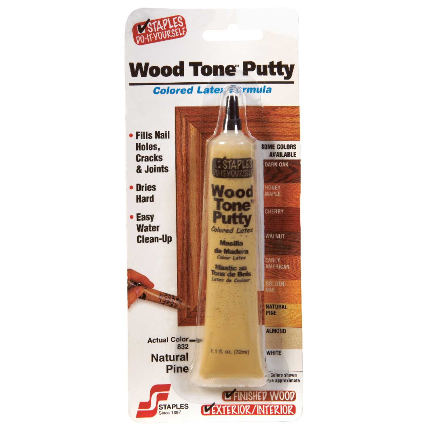 Staples Wood Tone Natural Pine / Butternut Colored Latex Putty 1.05 oz