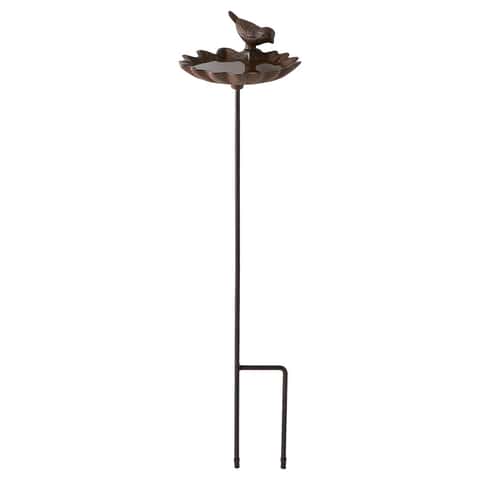 Zingz & Thingz Bronze Cast Iron 29 in. Elm Leaf Bird Bath - Ace Hardware