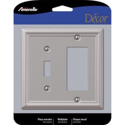 Amerelle Chelsea Brushed Nickel 2 gang Stamped Steel Decorator/Toggle Wall Plate 1 pk