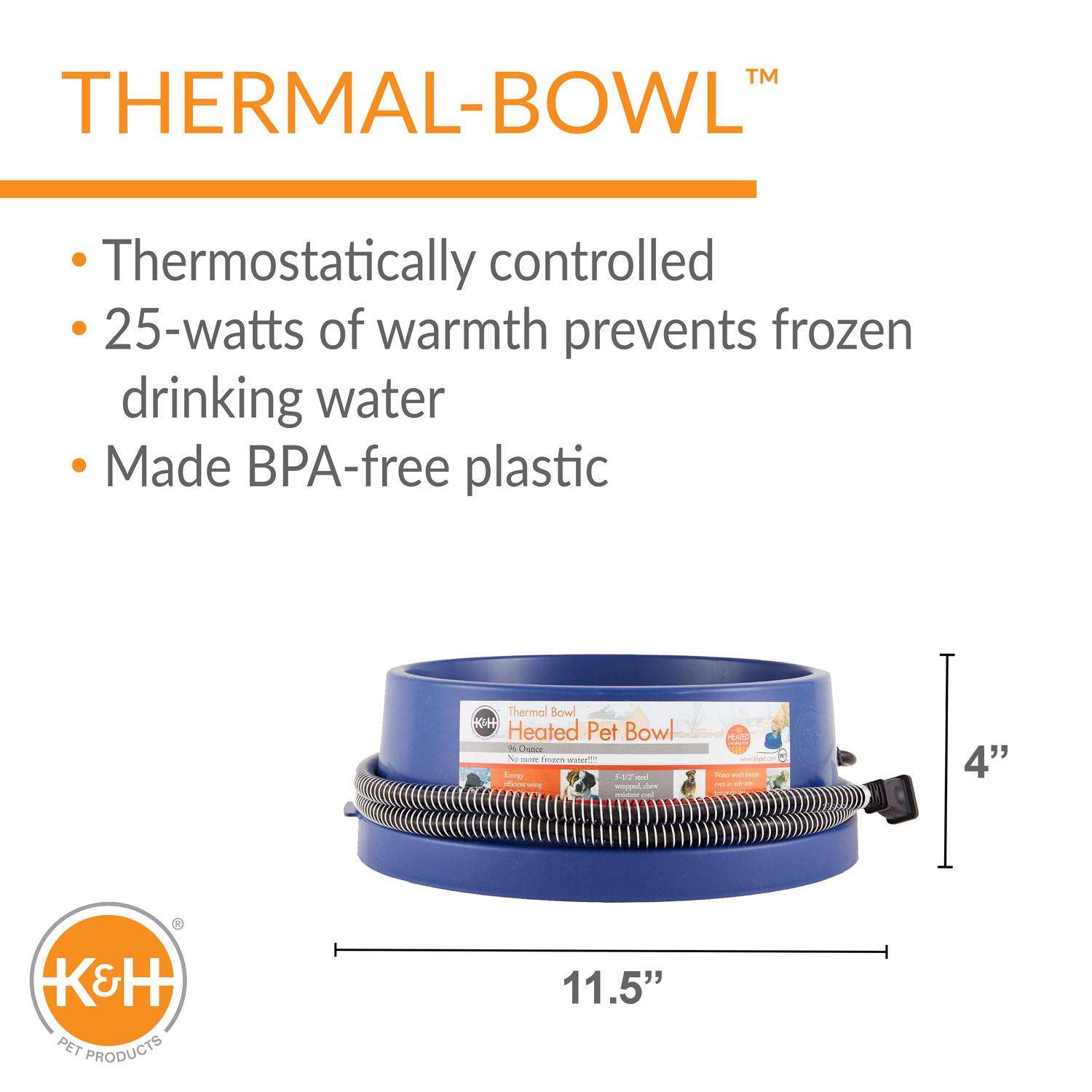 K&H Pet Products Pet Thermal Bowl Stainless Steel