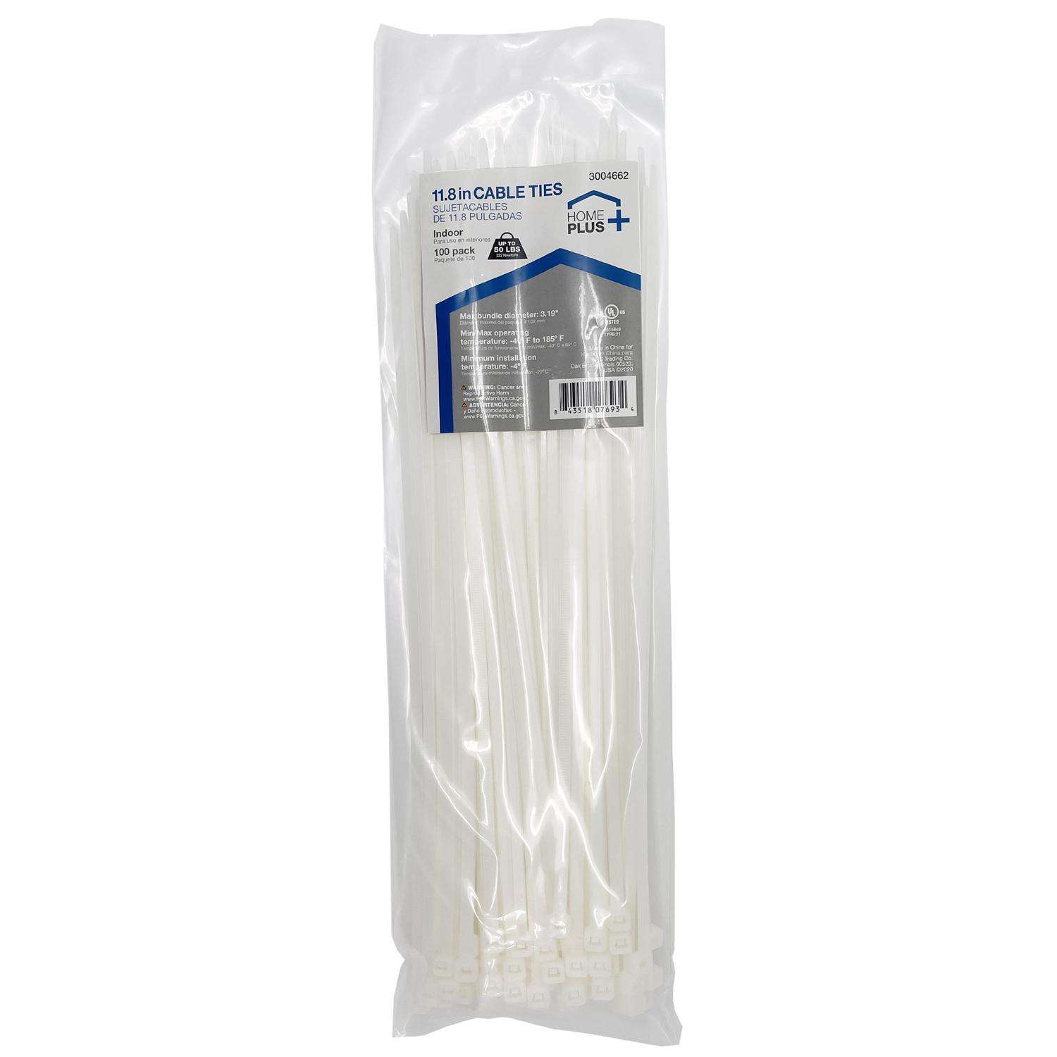 Home Plus 11.8 in. L White Cable Tie 100 pk - Ace Hardware