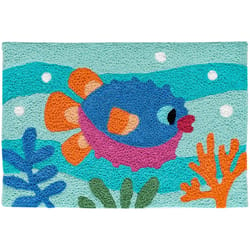 Jellybean 20 in. W X 30 in. L Multi-Color Funny Fish Lips Polyester Accent Rug