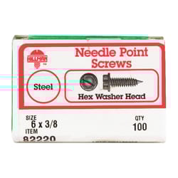 HILLMAN No. 6 Ga. X 3/8 in. L Slotted Hex Washer Head Self-Piercing Screws 1 pk