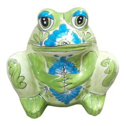 Avera Talavera 10 in. H X 11 in. W Ceramic Frog Planter Multicolored