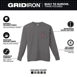 Milwaukee Gridiron XL Long Sleeve Men's Round Neck Gray Tee Shirt