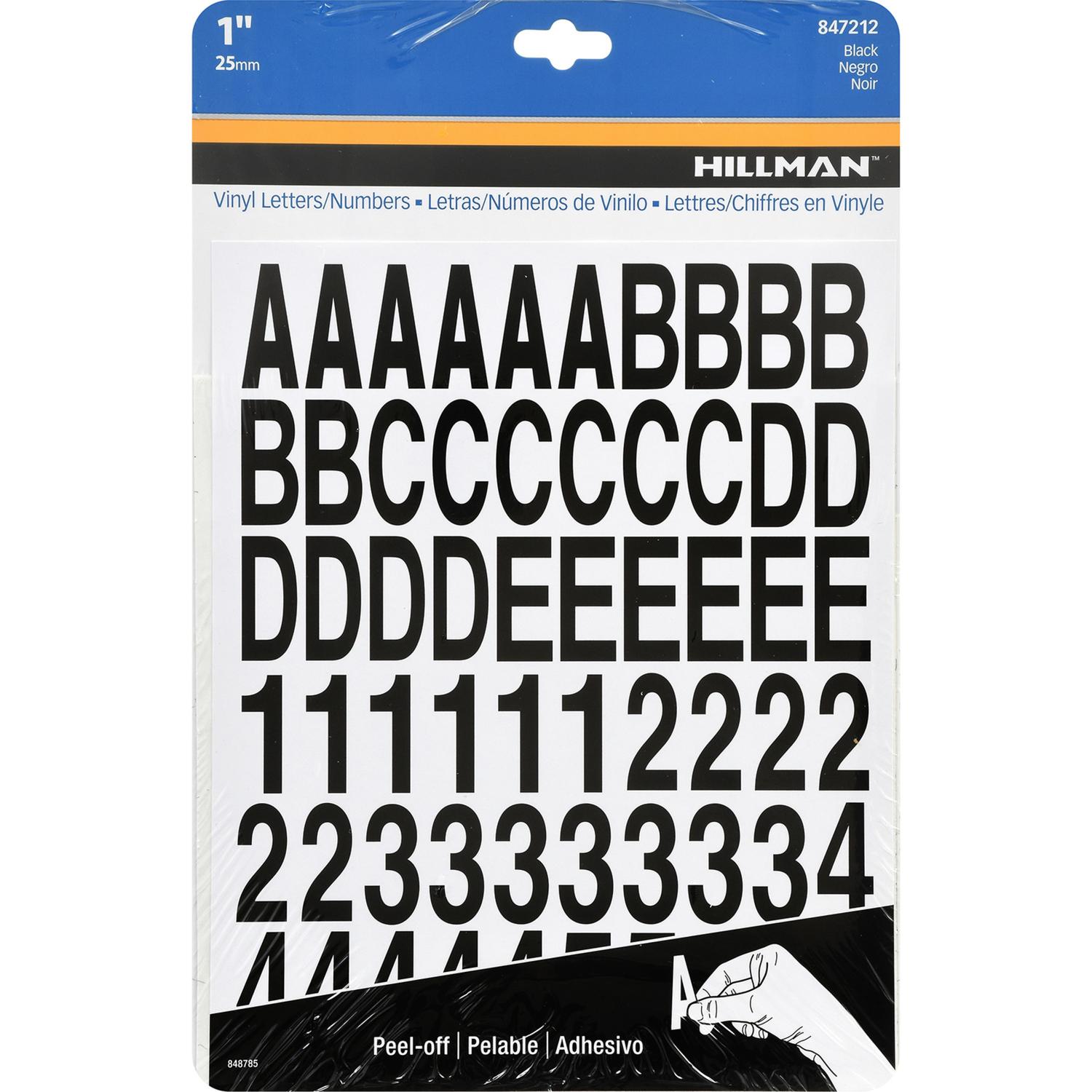 Hillman 1 In. Black Vinyl Self-Adhesive Letter And Number Set 0-9, A-Z ...