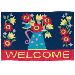 Jellybean 30 in. W X 20 in. L Multicolored Welcome Watering Can Polyester Accent Rug