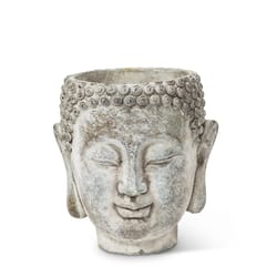 Abbott 5.5 in. H Cement Buddha Head Planter Gray