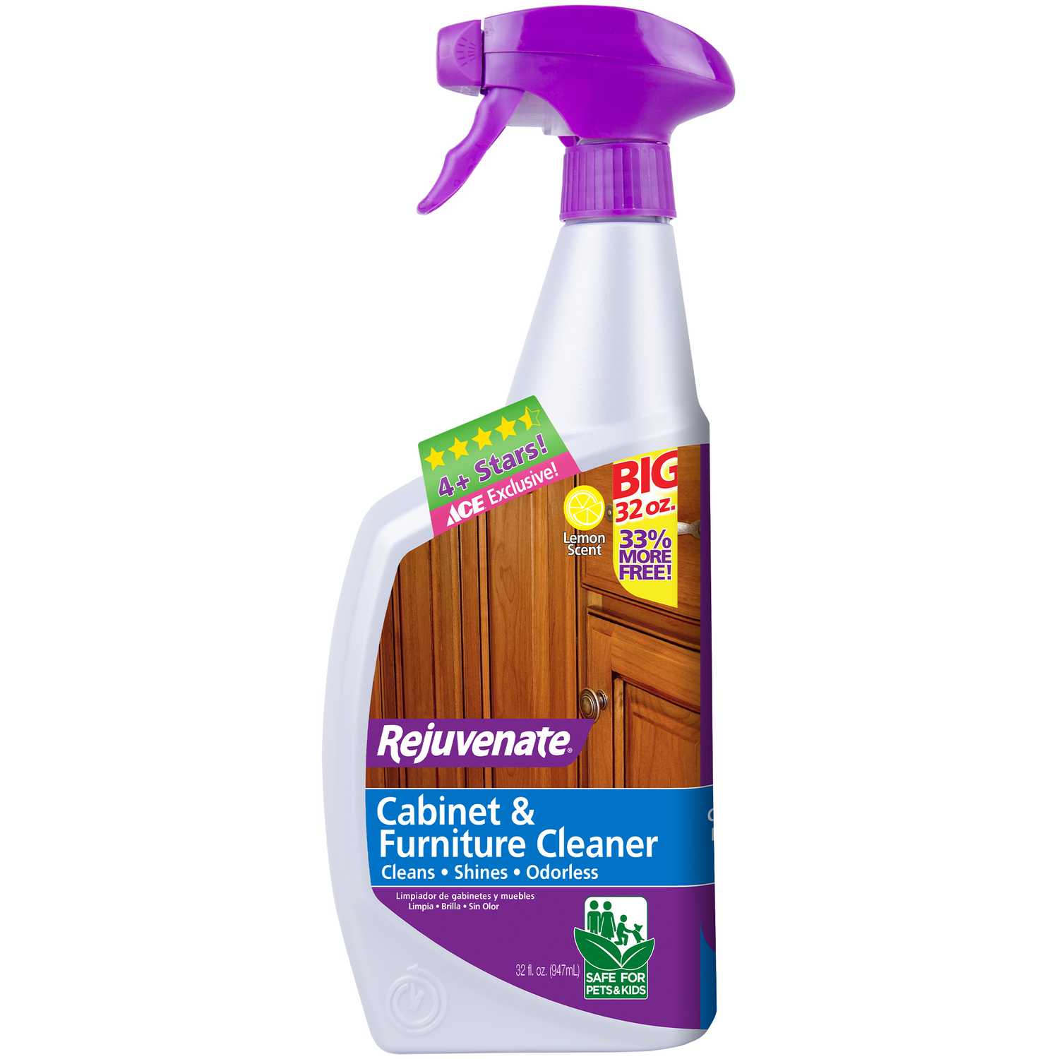 Rejuvenate Lemon Scent Cabinet And Wood Cleaner 32 Oz Liquid