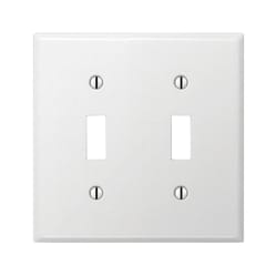 Amerelle Pro Smooth White 2 gang Stamped Steel Toggle Wall Plate 1 pk