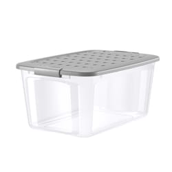 NO!break 55 qt Clear/Gray Storage Tote Stackable