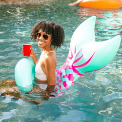 BigMouth Blue/Pink PVC/Vinyl Inflatable Mermaid Tail Saddle Seat Pool Float