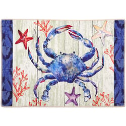 Olivia's Home 22 in. W X 32 in. L Multi-Color Chesapeake Blue Crab Polyester Accent Rug