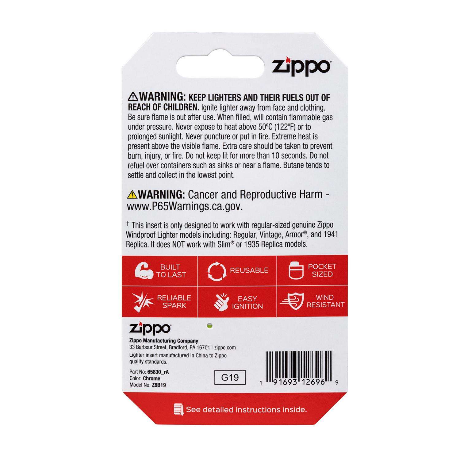 Z-plus gas insert for Zippo type lighter