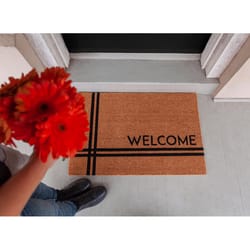 Entryways 30 in. W X 18 in. L Black/Brown Crisscross Welcome Coir Door Mat