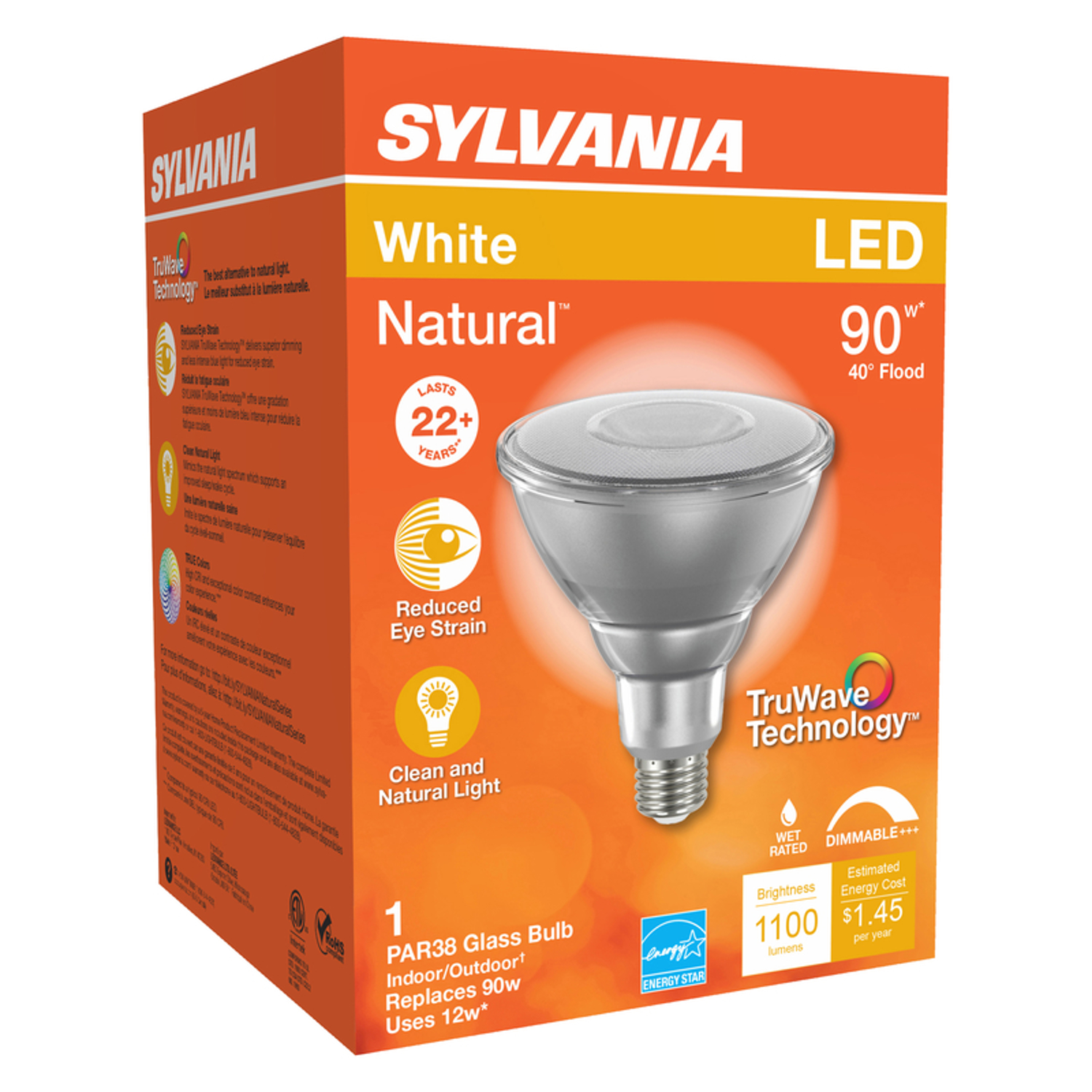 Sylvania Natural PAR38 E26 (Medium) LED Floodlight Bulb White 90 Watt Equivalence 1 pk