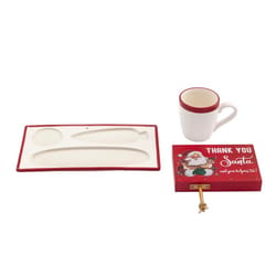 Mr. Christmas LED Red and White Santa Milk and Cookie Tray Table Decor 8.1 in.