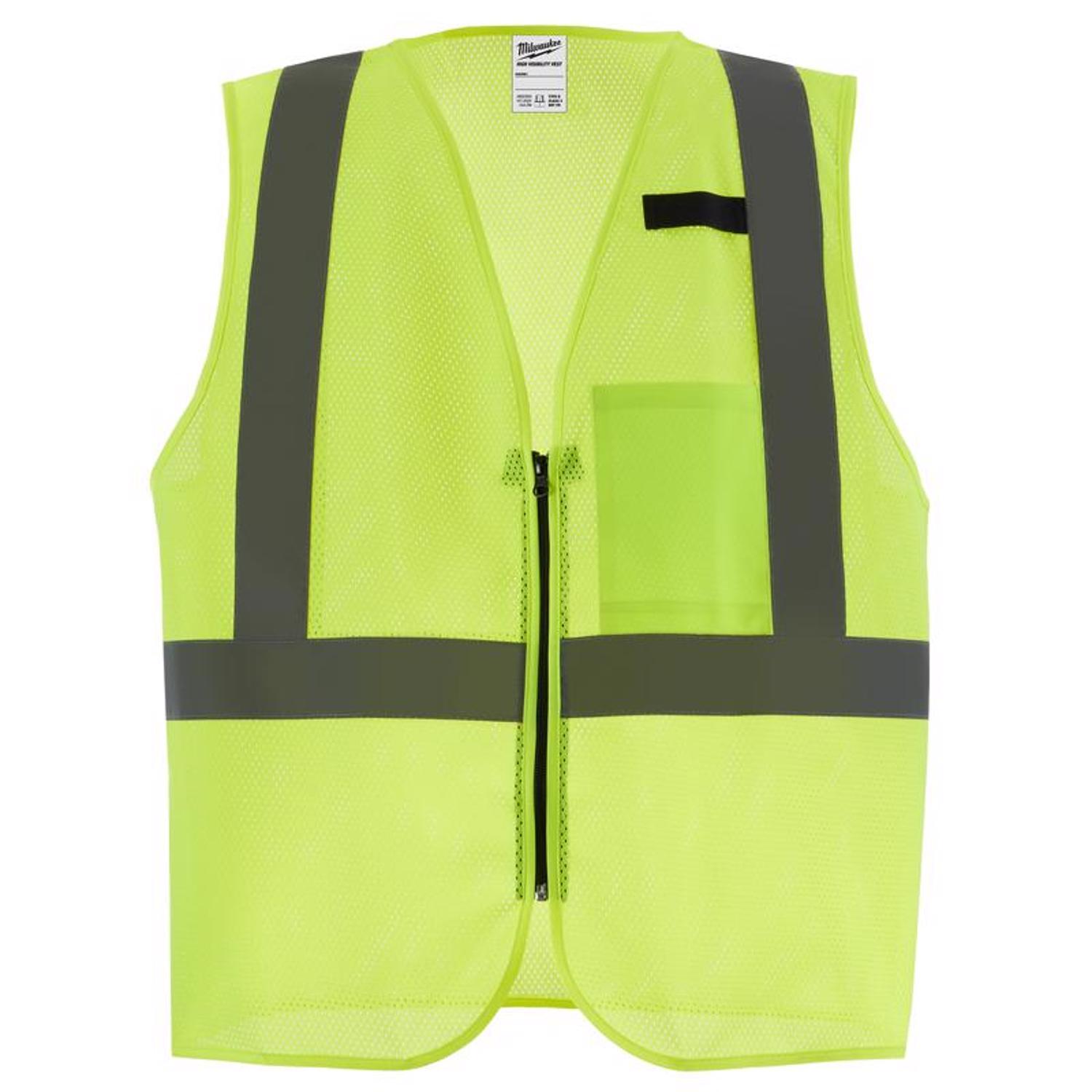 Milwaukee Large/X-Large Yellow Class 2 High Visibility Safety Vest with 10 Pockets w/Clear Safety Glasses Anti-Scratch Lenses