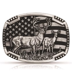 Montana Silversmiths Matched Pair Deer Black/Silver Belt Buckle