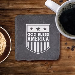 P. Graham Dunn God Bless America Gray Stoneware Slate Coaster Set 4 pk