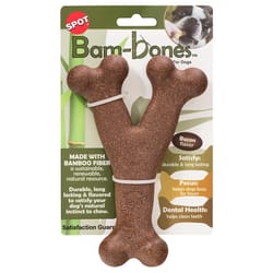 Spot Bam-bones Brown Bacon-Flavored Wish Bone Bamboo Fibers Pet Toy 1 pk