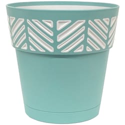Deroma Mosaic 9.85 in. H X 10 in. D Resin Vaso Save Planter Teal