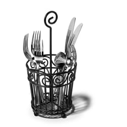 Spectrum Scroll 5.3 in. W X 11 in. H Black Silverware Caddy