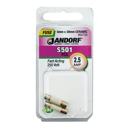 Jandorf S501 2.5 amps Fast Acting Fuse 2 pk