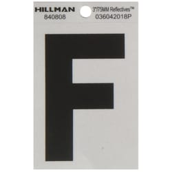 HILLMAN 3 in. Reflective Black Vinyl Self-Adhesive Letter F 1 pc