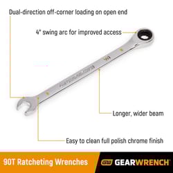 GEARWRENCH 15 mm 12 Point Metric Ratcheting Combination Wrench 7.87 in. L 1 pc