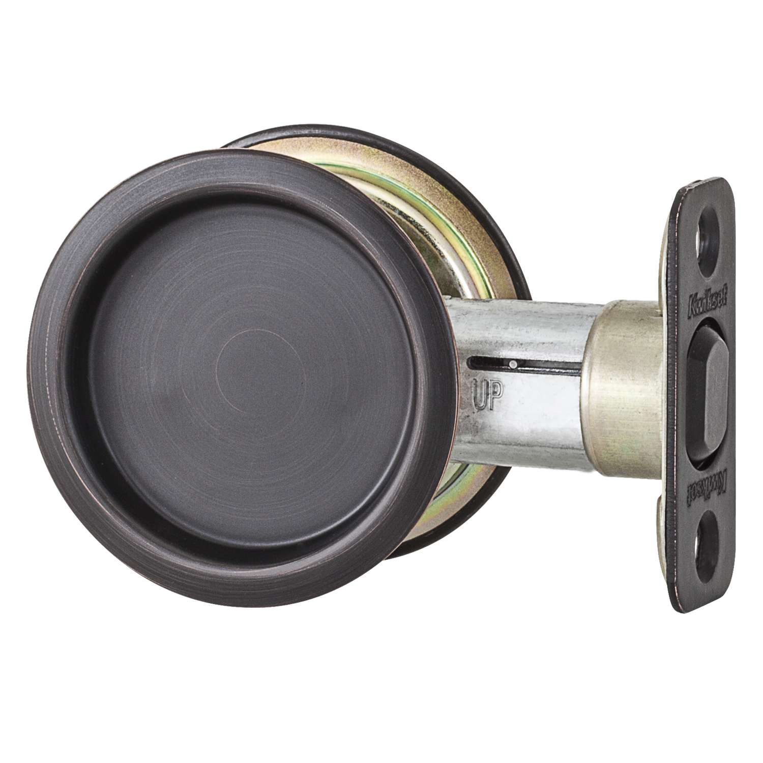 Kwikset Oil Rubbed Bronze Metal Indoor Round Pocket Door Lock Ace