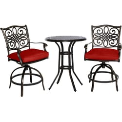 Hanover Traditions 3 pc. Aluminum Frame High Dining Bistro Set Red