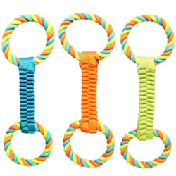 Chomper Assorted Nylon Balistic Weave with Rope Tugs Dog Toy Extra Large 3 pk