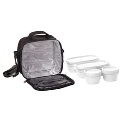Superio Brand Black Lunch Bag with Food Containers 1 pk