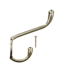 Ace 3-1/2 in. L Bright Brass Gold Brass Large Garment Coat/Hat Hook 1 pk