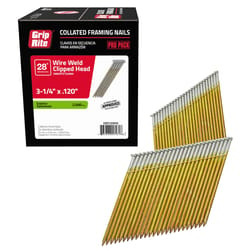 Grip-Rite 3-1/4 in. L X 11 Ga. Angled Strip Hot-Dip Galvanized Framing Nails 28 deg 2000 pk