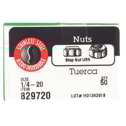 Hillman 1/4 in. Stainless Steel SAE Nylon Lock Nut 50 pk