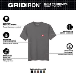 Milwaukee Gridiron XXL Short Sleeve Men's Round Neck Gray Tee Shirt