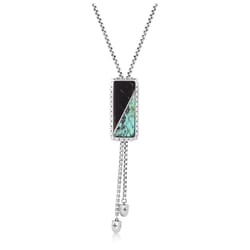 Montana Silversmiths Women's Double Essence Onyx and Turquoise Bolo Silver/Turquoise Necklace