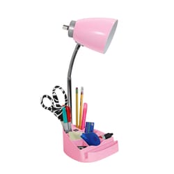 All The Rages LimeLights 18.5 in. Pink Organizer Desk Lamp with USB Port